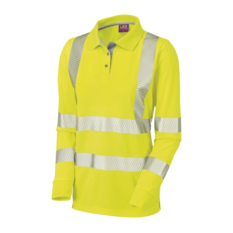 Ladies Hi-Vis Long Sleeve Coolviz Polo Shirt 160g
