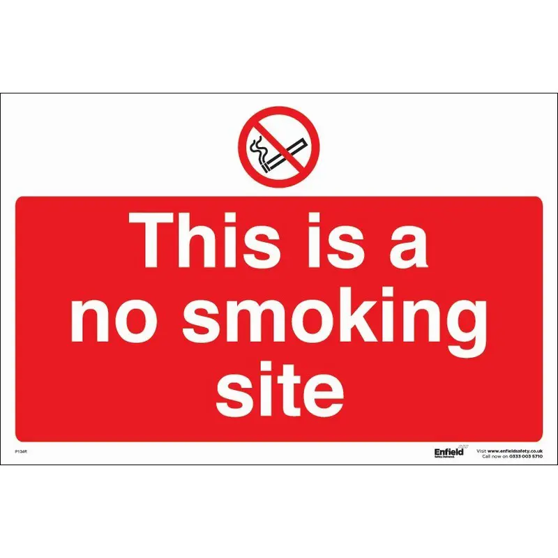 No Smoking Site 330mm x 230mm Rigid Plastic