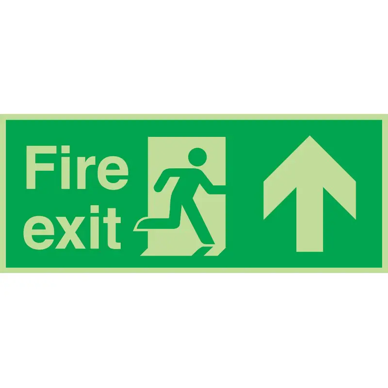 Fire Exit Up 380mm x 150mm Photoluminescent