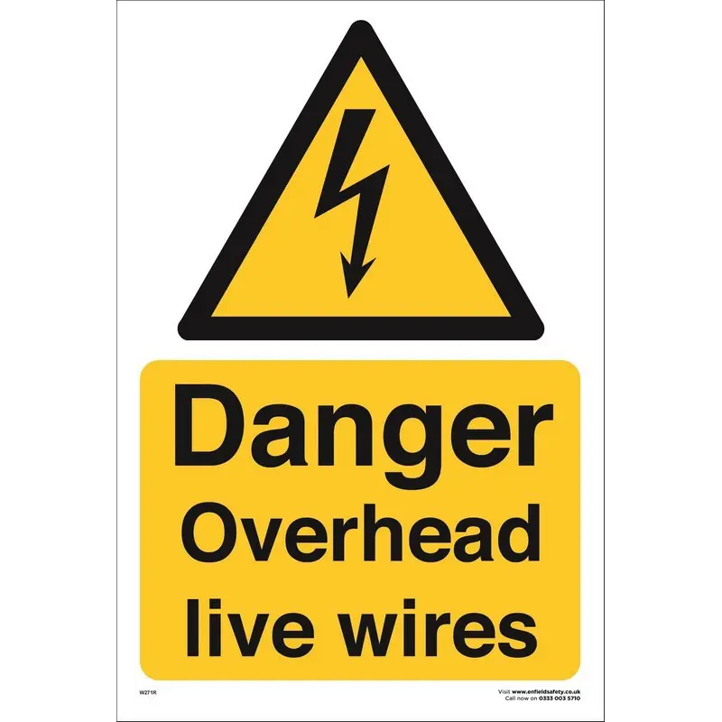 Overhead Live Wires 460mm x 660mm Rigid Plastic