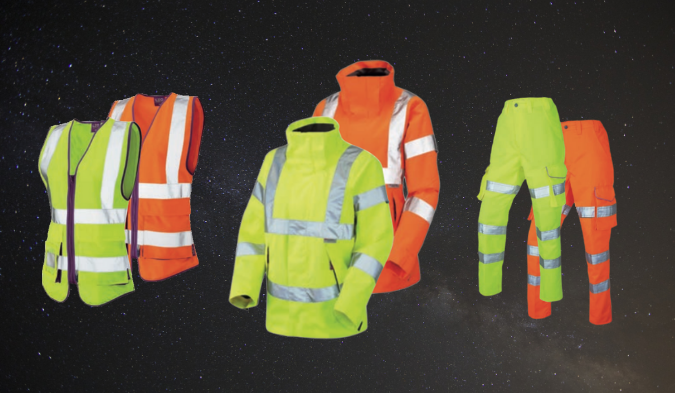 Womens hi-visibility vests, jackets and trousers in yellow and orange