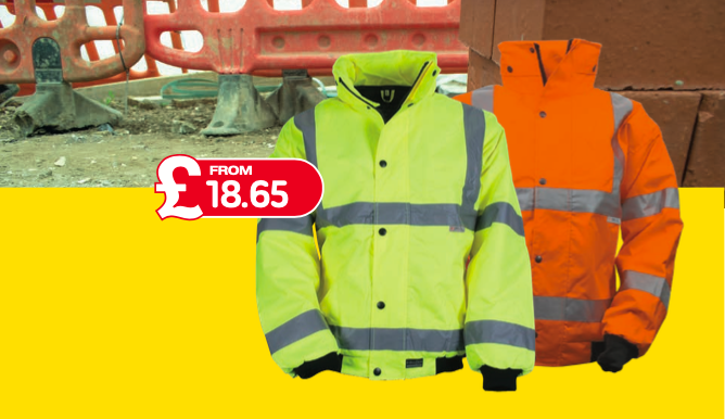 High-visibility jackets in yellow and orange