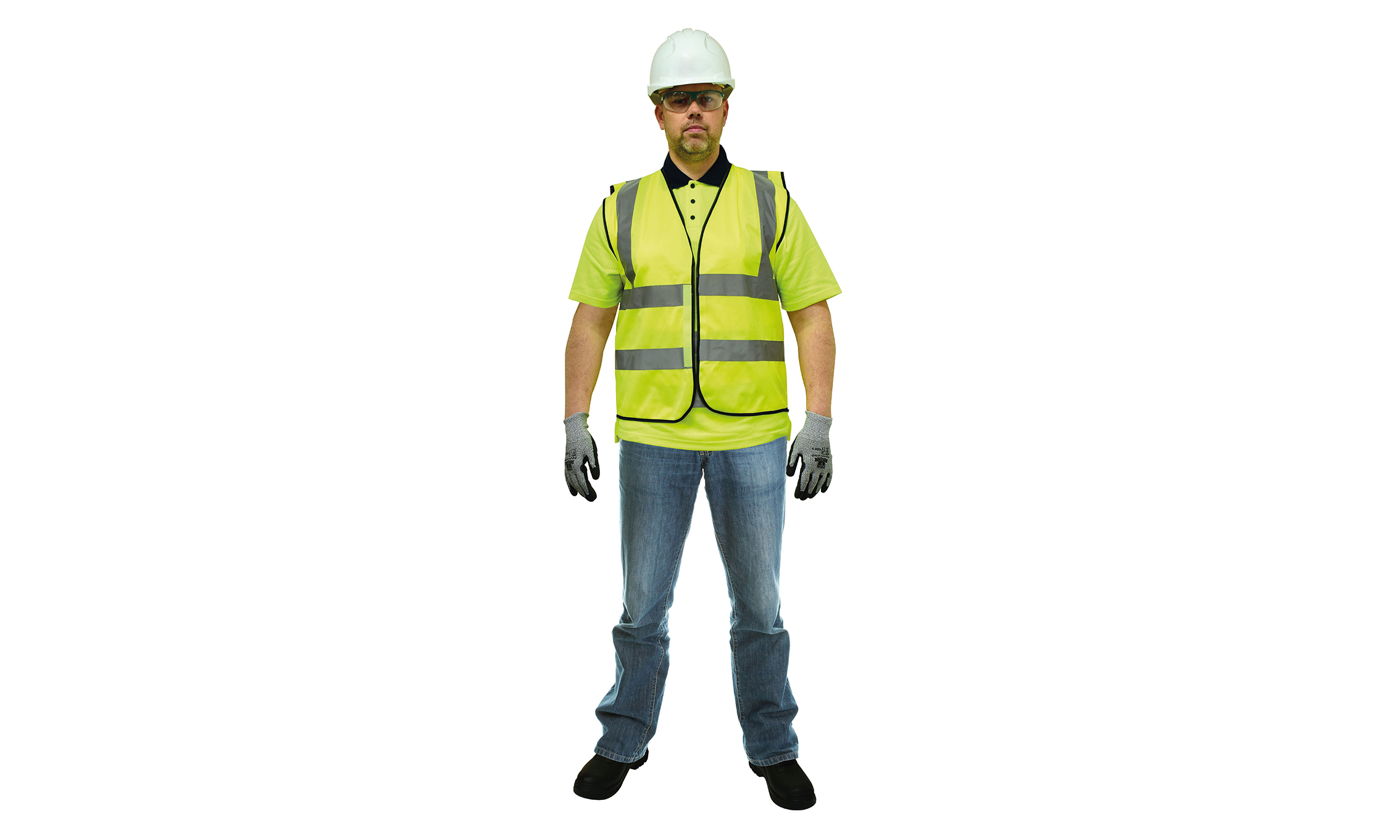 Male wearing full PPE for construction site