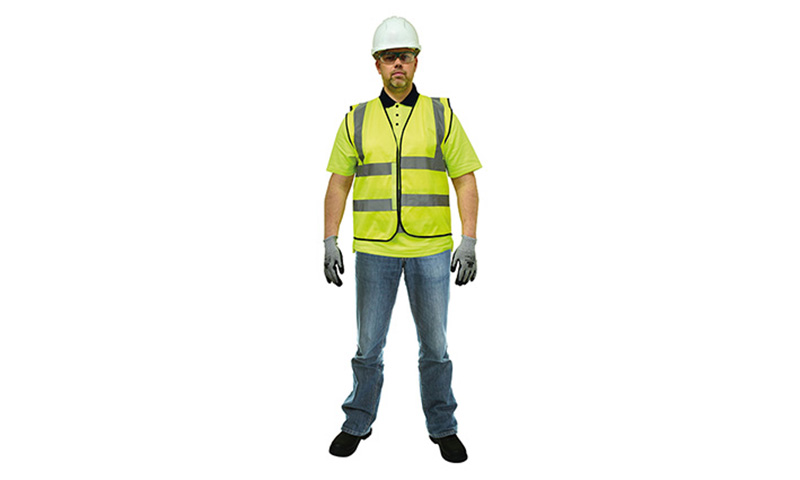 Male wearing full PPE for construction site